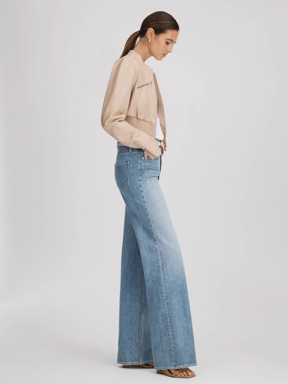 New Paige Sasha Blue Magnifique Wide Leg Jeans - 25 - Picture 2 of 3